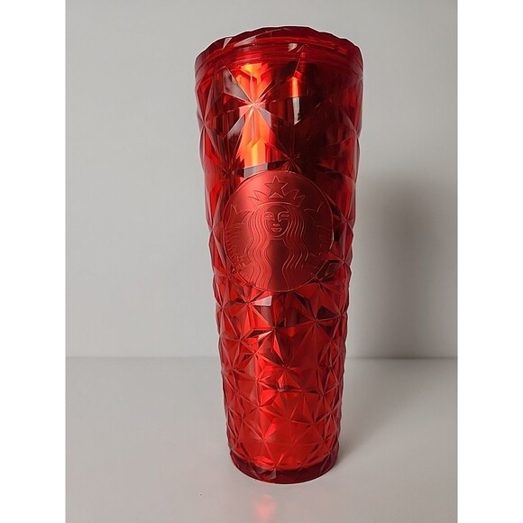 Starbucks Christmas 2023 Red Diamond Prism Crystal Tumbler (Cold Cup) 24oz Venti - Picture 2 of 6